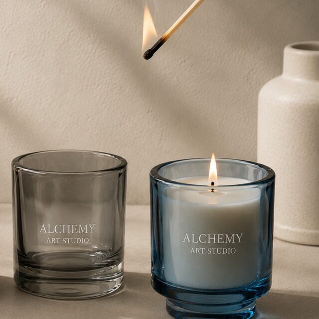 One is waiting. One is already there. Both are exactly where they need to be.

That match is not just lighting a candle. It is lighting a buying decision.
Because the moment a customer sees smoke, flame and two vessels this considered sitting next to each other, something shifts. They stop thinking about buying one. They start thinking about which one. And then they think about both.

That is the quiet commercial genius of offering your fragrance range in a colour duo. Smoke grey and ocean blue. Unlit and lit. Waiting and alive. Two moods, two aesthetics, one purchase occasion that doubles your average basket value without a single word of selling.

We did not style this image to be beautiful. We styled it to show you exactly how your customers think when they are standing in front of your shelf.

Introducing the Alchemy Art Studio Duo Glass Collection.
Thick-walled, pedestal-base glass vessels in a tonal colour range that speaks to the fastest growing customer segment in premium home fragrance globally, the intentional buyer. The one who does not impulse purchase. The one who considers, compares, selects and then comes back for the next colour in the range three weeks later.

The smoke grey vessel sits cool, calm and editorial. A smoked glass that diffuses light rather than transmitting it, giving the wax inside a frosted, almost mysterious quality.
The ocean blue vessel does the opposite. Deep, saturated, translucent. When lit, it fills from the inside with warm amber light that bleeds through the blue glass and turns the entire vessel into something closer to a lamp than a candle.

Together on a shelf, they do not compete. They complete each other.
And that is a retail display that sells itself.

The candle brands winning premium retail right now are not the ones with the most SKUs.
They are the ones with the most considered colour stories.
Two vessels. Two moods. One range that keeps your customer coming back.
That is the strategy. This is the vessel.

DM us or comment for catalog.

Crafting Premium. Exporting Worldwide.

#WholesaleGlassCandles #PrivateLabelCandleBrand #CandleBusinessGrowth #SmokeyGlassCandles #GlobalCandleExporter