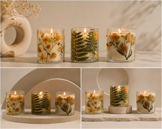 A candle vessel should do more than hold wax. It should help define the product around it.
For candle brands, the vessel is often the first physical element a customer notices. Before the fragrance is experienced and before the candle is lit, the vessel has already communicated something about the brand. Its aesthetic, positioning and attention to detail.
This botanical-inspired glass candle vessel is designed around that idea.
The transparent glass allows the natural pressed-flower and foliage detailing to remain the focal point, creating a handcrafted, organic character without making the design feel overly complicated. The combination of botanical elements and clear glass gives it the versatility to work across contemporary, artisanal, wellness, gifting and nature-inspired candle collections. For an international candle brand, however, visual appeal is only one part of the equation.
The real value of a candle vessel lies in the combination of design, quality, consistency and commercial usability. This is where the relationship between craftsmanship and manufacturing becomes important.Consistency, finishing, structural quality, repeatability and dependable manufacturing are equally important when developing products for retail and private-label markets.
At Alchemy Art Studio, we bring together Indian craftsmanship and organized manufacturing to develop candle vessels and home-fragrance products for international businesses.
From distinctive designs to potential customization and private-label development, our focus is on creating products that can become part of a brand's identity, not simply another container on a shelf.
For buyers, retailers and candle brands looking for distinctive vessels for upcoming collections, let's connect and discuss your requirements.
