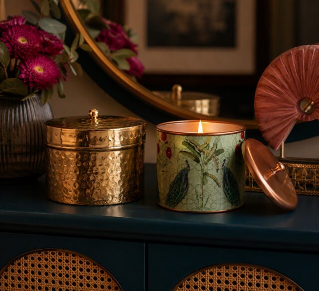 Texture that catches the light. Metal that changes the feel of the entire candle.

 Our copper and metal candle jars are crafted for brands that want their vessels to be as distinctive as the fragrance inside. The hammered copper finish creates a naturally irregular surface, giving every angle a play of light, depth and reflection, while the cylindrical construction and fitted metal lid create a clean, substantial silhouette. From hammered and textured surfaces to smooth, polished or contemporary finishes, we manufacture metal candle vessels with attention to surface detailing, form, proportions, edge finishing, lid fit and overall consistency because with metal packaging, the smallest details are what make the vessel  look finished 

we develop and manufacture custom metal and copper candle jars for international candle brands, private-label businesses and home-fragrance companies looking for something beyond conventional glass. Vessel shapes, textures, finishes, colours, decorative treatments and lid designs can be developed to suit different collections and price points. And when the wax is gone, the story doesn't have to be these sturdy vessels can be repurposed as keepsake containers, desk accessories, storage pieces or décor, giving the packaging a life beyond the candle. Designed to hold fragrance. Crafted to hold attention. Made to stay useful long after the flame goes out.

#AlchemyArtStudio #MetalCandleJars #CopperCandleJars #CandleVessels #CandlePackaging #CustomCandleVessels #PrivateLabelCandles #HomeFragrancePackaging #LuxuryPackaging #CandleManufacturing #B2BManufacturing #IndianCraftsmanship #HomeFragranceBrands #CustomPackaging