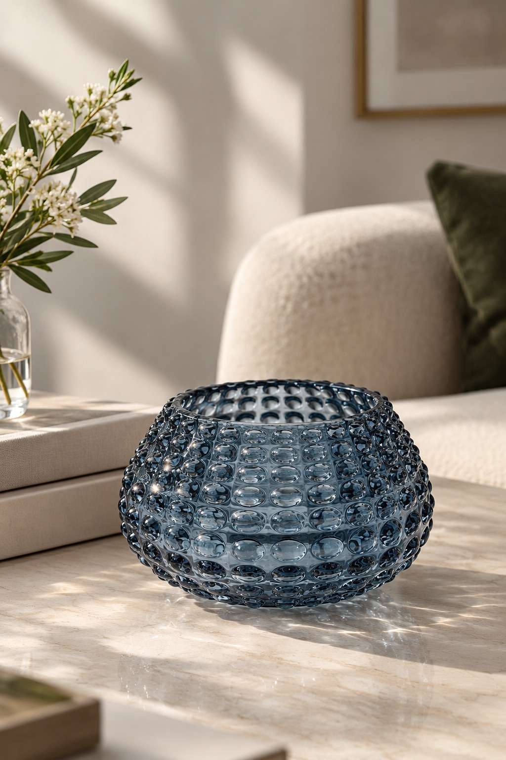 Texture that catches the light, and a silhouette that brings character to the space✨ 
This textured glass piece combines a rounded form with a rich blue-grey tone and a distinctive bubbled surface, creating depth through every reflection. Designed to work beautifully as a candle vessel, decorative holder or tabletop accent, it adds a refined visual element to contemporary interiors while keeping the focus on material and craftsmanship

At Alchemy Art Studio, we manufacture and export glass, metal, ceramic and other home décor products for international brands, retailers and private-label businesses. From sculptural forms and textured glass to custom colours, finishes and decorative details, our manufacturing capabilities allow products to be developed around different brand aesthetics while maintaining consistent quality, precise finishing, durability and production consistency. For buyers looking beyond standard décor, we turn distinctive designs into commercially ready pieces made for their collections

#alchemyartstudio #aestheticcandle #homedecor #blue #aesthetic #scentedcandle #alchemy #glass #GlassDecor #CandleVessels #CustomManufacturing