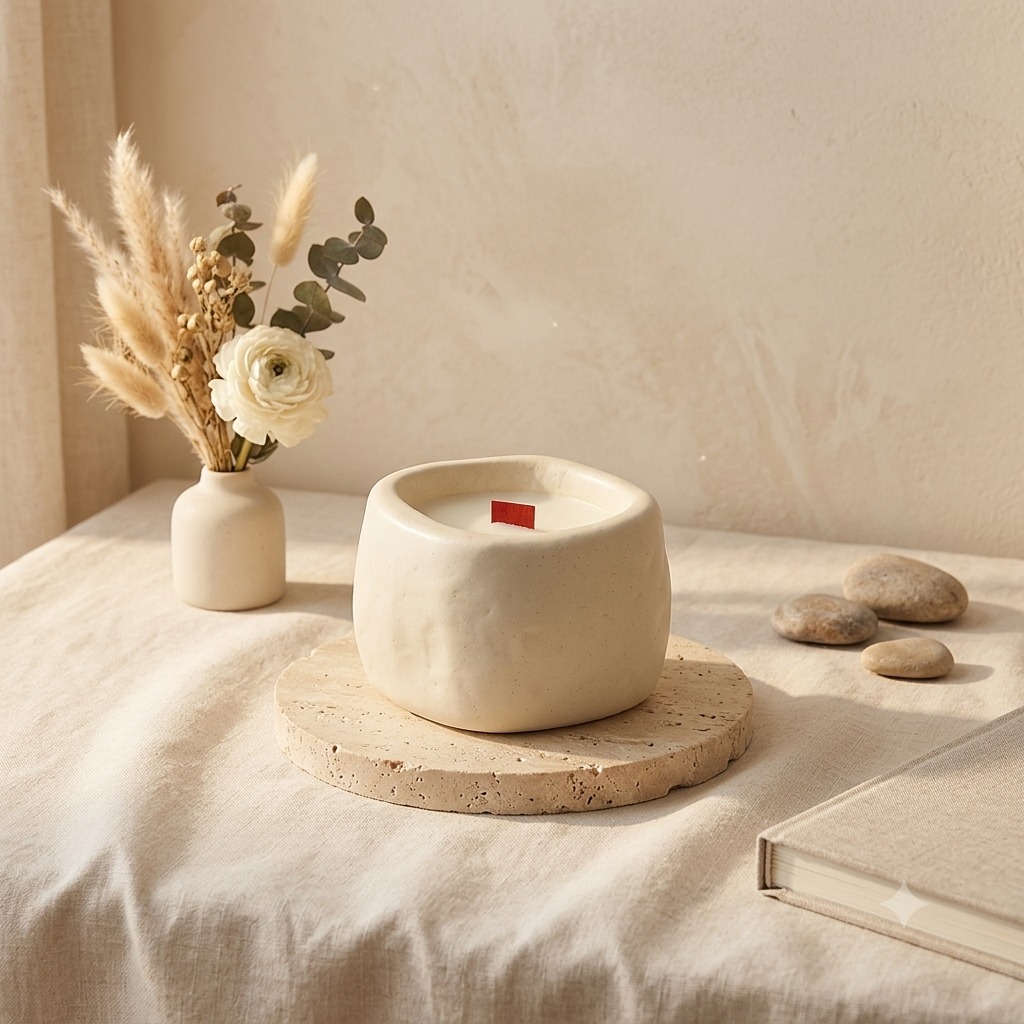 Some objects don't need to be loud to be noticed. Our hand-finished ceramic candle vessel has a soft, organic form and a warm ivory glaze, shaped to feel like a piece of studio pottery that happens to hold a candle. Placed on travertine beside dried pampas and linen, it brings a quiet, sunlit calm to any space.

At Alchemy Art Studio, every piece is made with Indian craftsmanship and designed for homes around the world. Custom shapes, glazes, scents and private labelling are all available for retailers and brands. Send us a message to request our catalogue. 🤍

#AlchemyArtStudio #HandcraftedArtOfIndia #CeramicCandle #HandmadeCandles #ScentedCandles #CandleVessel #CeramicDecor #HomeDecorExporter #MadeInIndia #IndianCraftsmanship #PrivateLabelCandles #WholesaleHomeDecor #HomeDecorSupplier #CandleLovers #SlowLiving #QuietLuxury #NeutralHome #MinimalHomeDecor #ArtisanMade #B2BHomeDecor