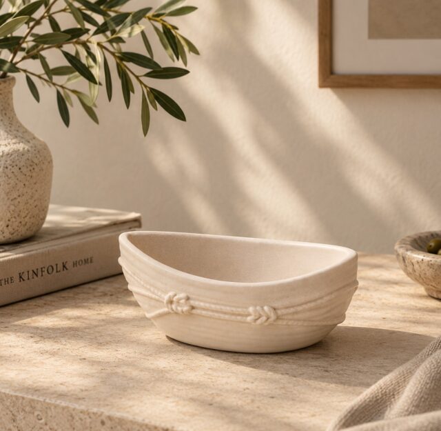 Inspired by the beauty of handcrafted details. ✨ 

With its soft ivory tone, organic silhouette and delicate rope-inspired embellishments, this ceramic bowl brings a distinctive artisanal touch to everyday interiors. The subtle texture and sculptural detailing make it a versatile accent for coffee tables, console styling, curated shelves and thoughtfully designed home décor collections. Its understated palette blends effortlessly with contemporary, rustic and Mediterranean-inspired spaces, proving that even the smallest details can give a product its own character.

At Alchemy Art Studio, we manufacture and export ceramic, glass, metal and other home décor products for international brands, retailers and private-label businesses. We believe quality lies in the details—from material selection and surface finishing to decorative precision and consistency across production. Our custom manufacturing capabilities allow buyers to explore distinctive shapes, colours, textures and finishes that complement their brand identity. Whether you are developing a collection of decorative bowls, candle vessels, tabletop accents or functional home accessories, we help transform creative concepts into refined products designed for the global market.

#AlchemyArtStudio #CeramicHomeDecor #DecorativeBowl #HomeDecorDesign #CustomManufacturing #PrivateLabel #B2BHomeDecor #InteriorStyling #CeramicDecor #GlobalSourcing